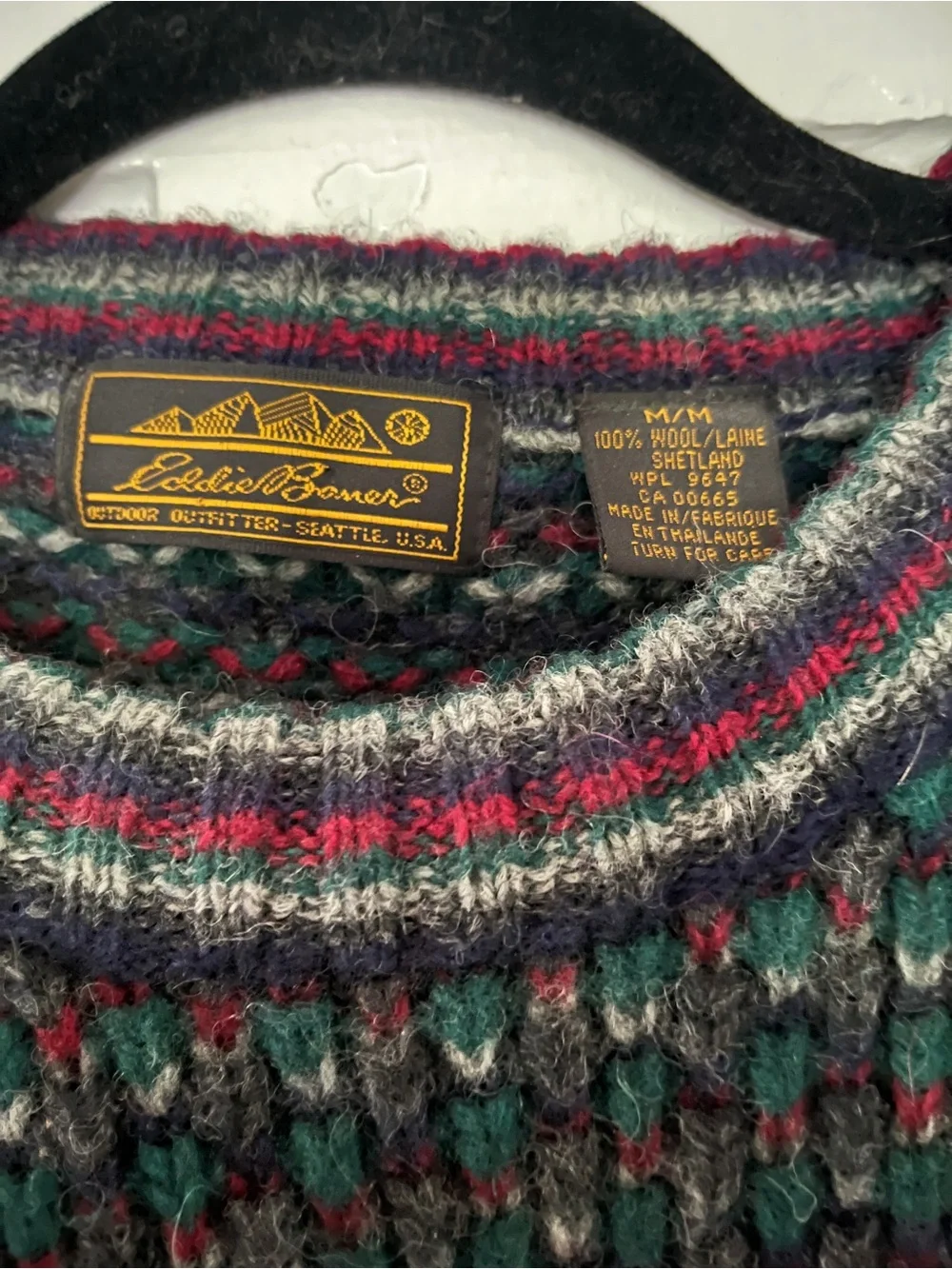 VTG Eddie Bauer Shetland Wool Vintage 1990's Fireplace Knit Sweater Size Medium